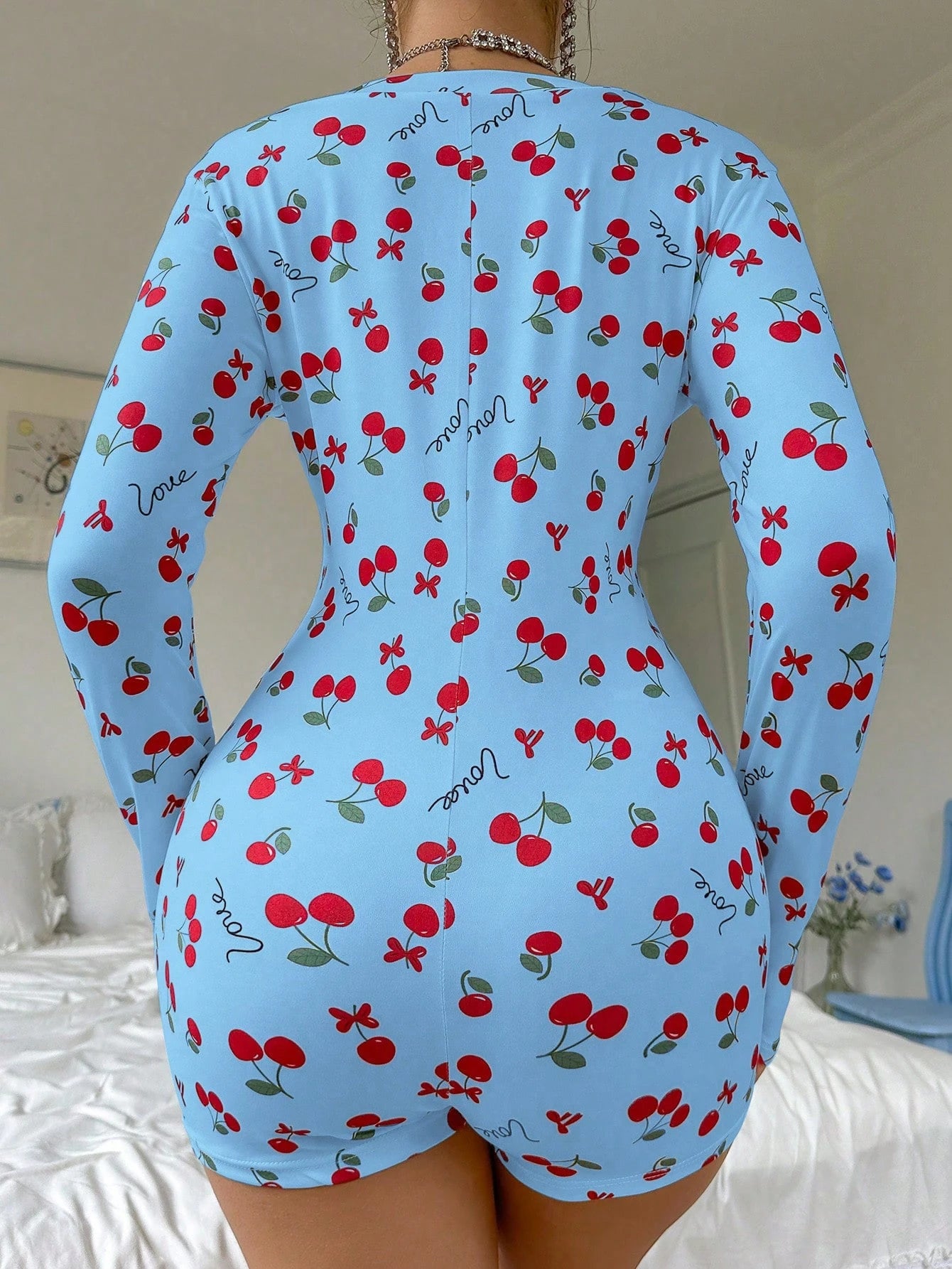 Kiraz Love Desenli Tulum Pijama